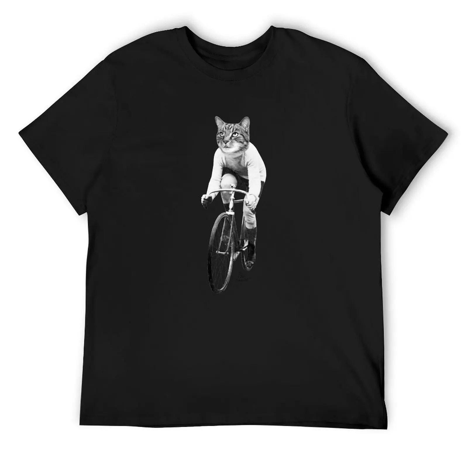 Кот на велосипеде - винтажная черно-белая футболка винтажные футболки милая