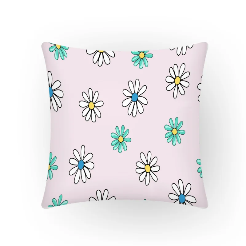 

Plaids Print Flower Cushion Cover Square 18 Inches Velvet Simple Fashion Natural Warm Bedroom Sofa Decorations Pillowcase E2021