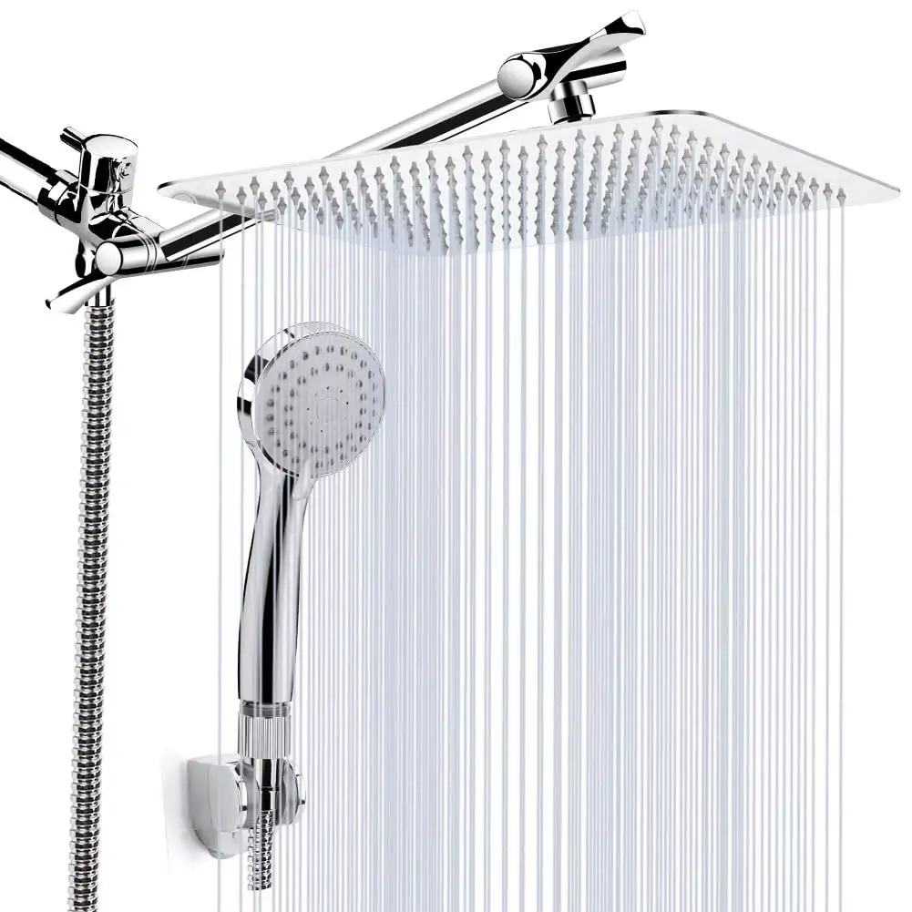 

Shower Head, 8 '' High Pressure Rainfall Shower Head, Handheld Shower head Combo with 11 '' Extension Arm, Anti-Leak Shower Head