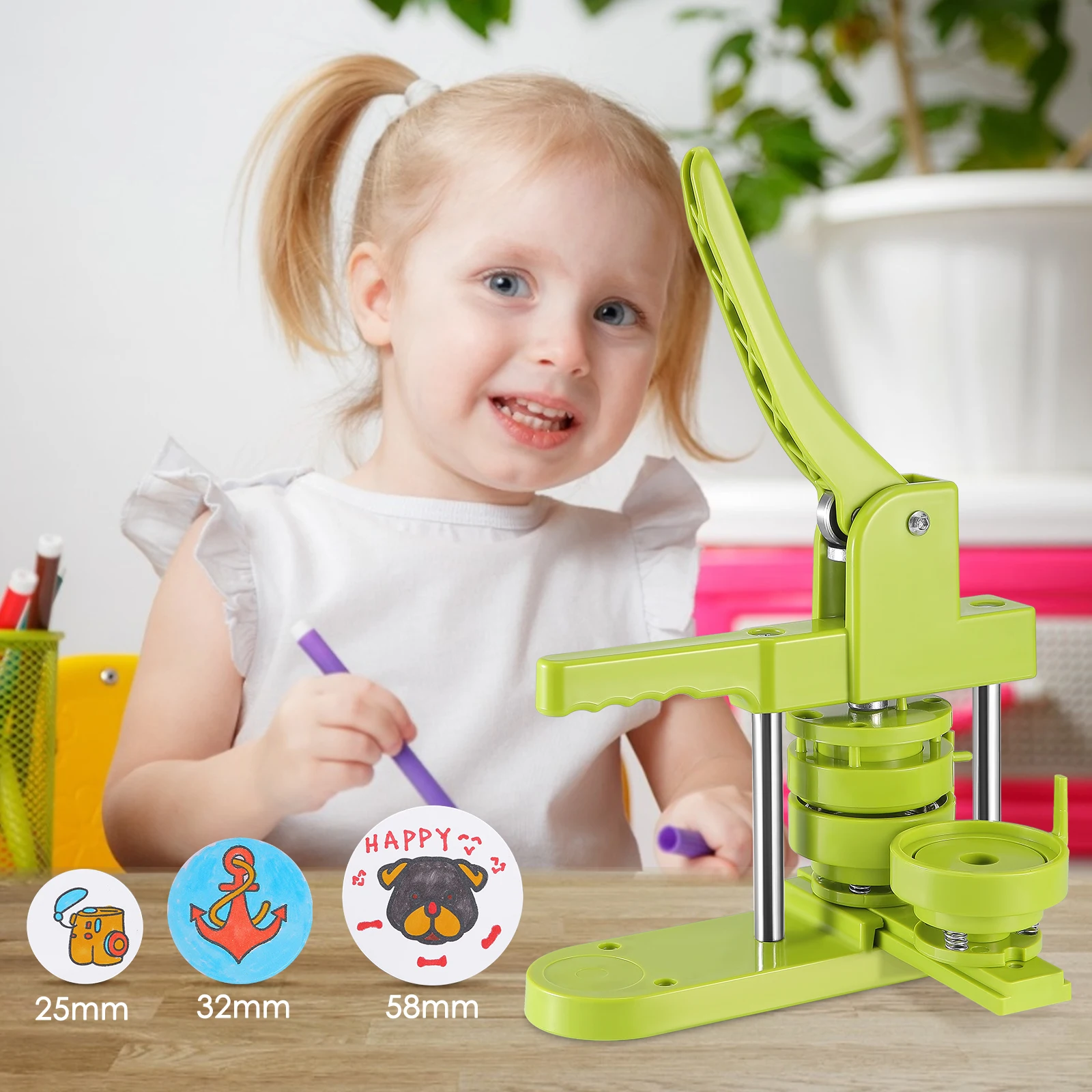 

Button Maker Machine Kit 25-58mm With Button Parts For Button Press Punch DIY Making Badges Pin Button Maker Badge Making Tools