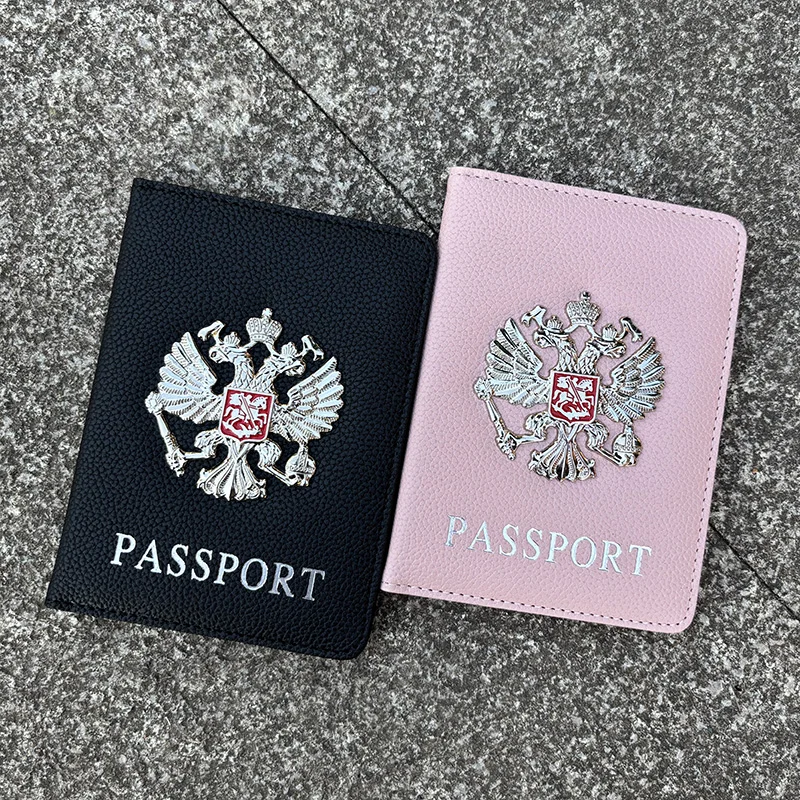 Фото Металлическая обложка для паспорта с российским национальным гербом, модный дорожный кошелек, сумка для паспорта, органайзер для дорожных документов, зажим для паспорта №1