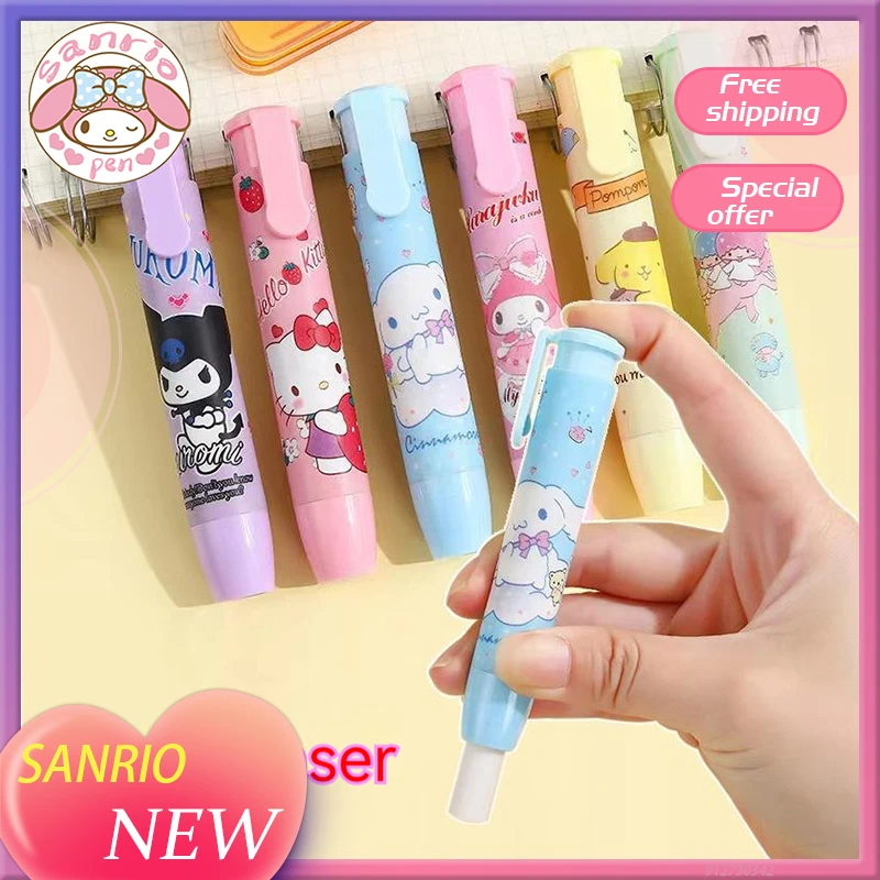 

20pcs Sanrio Press Eraser Melody Kuromi Pupils' Creative Cartoon Cute Erasers Clean And Traceless Eraser Wholesale For Children