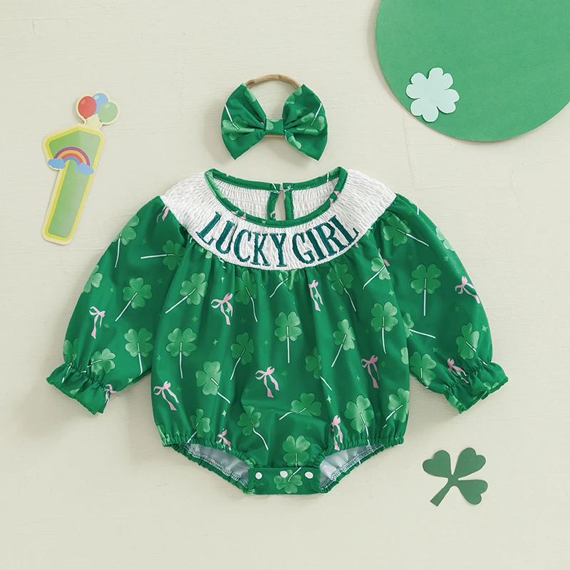 OPPERIAYA одежда для маленьких девочек зеленый трилистник вышивка букв круглый вырез