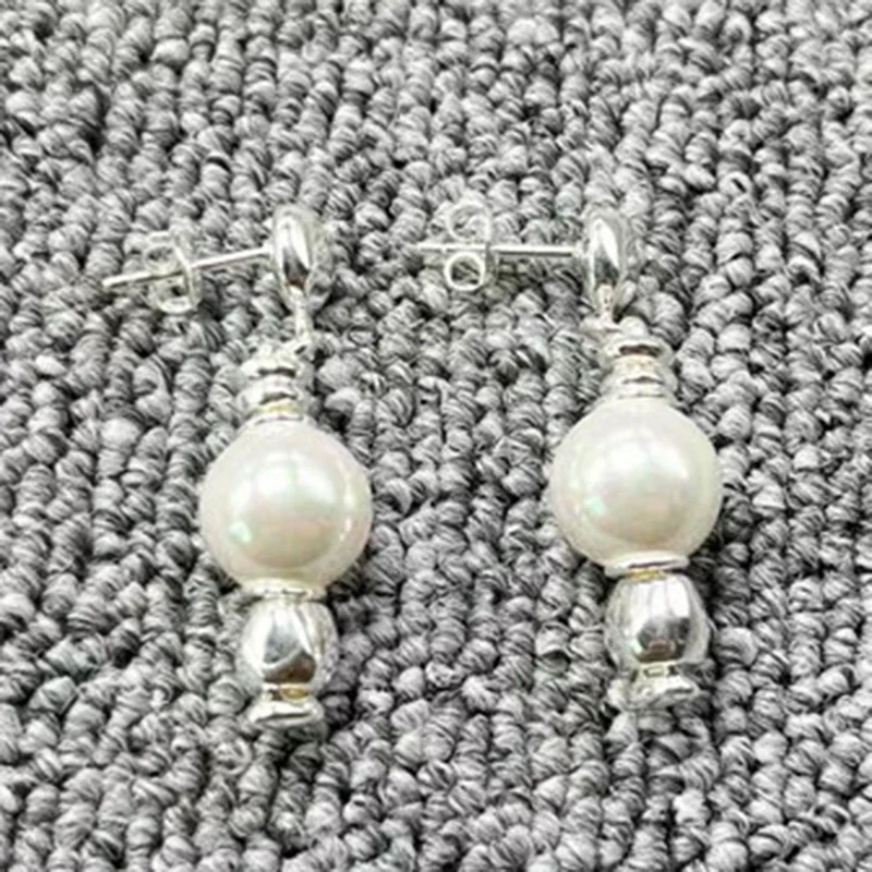 

High Quality Spanish Original Fashion Electroplating 925 Silver Ear Pin Stud White Pearl Earrings Elegant Jewelry Gift