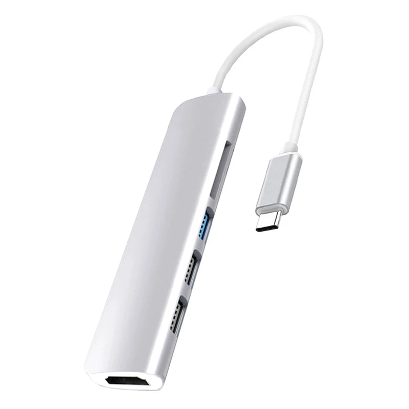 

6 в 1 USB C концентратор тип C к HDMI-совместимый адаптер 4K со слотом для SD TF USB 3,0 адаптер питания PD док-станция
