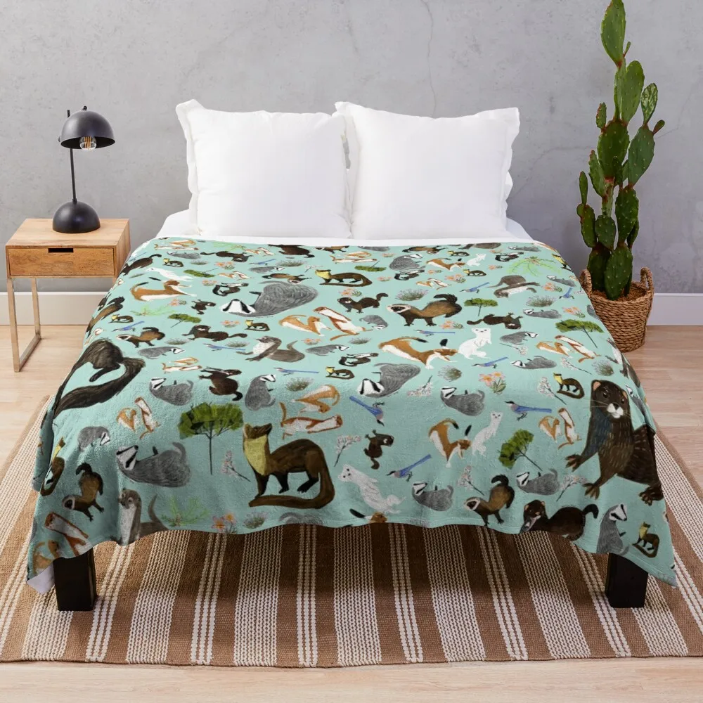 

Mustelids from Spain pattern Throw Blanket Plush Blankets