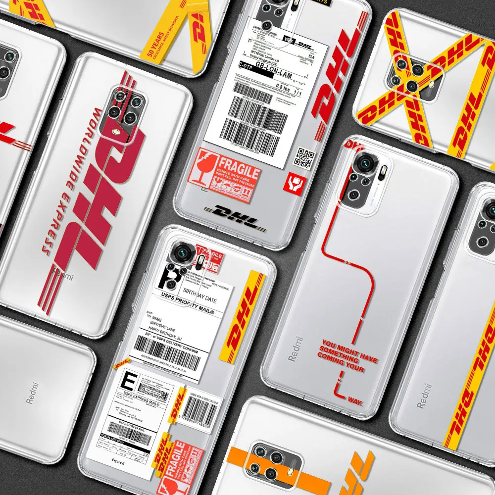 DHL Express Модный чехол для Xiaomi Redmi Note 10 9 8 Pro 9S 9C K40 11 задняя крышка 9A 7 11S 11T 10S прозрачный