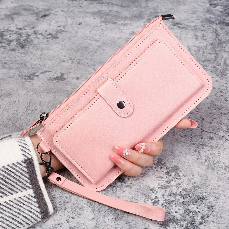 

Multifunctional Fashion Women Wallet 2023 New PU Leather Long Wallets Multi-card Position Clutch Buckle Zipper Student Purse