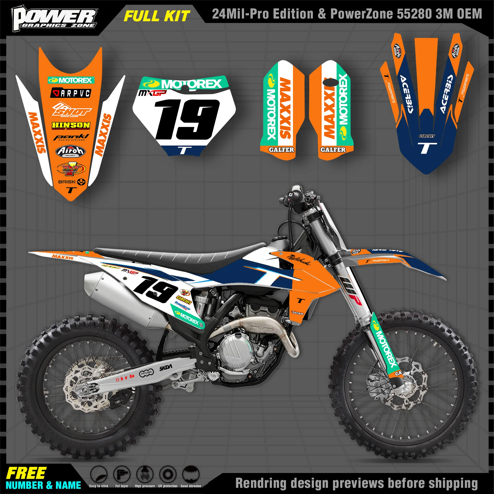 

PowerZone For KTM EXC EXC-F 2020 2021 2022 2023 150 200 250 300 350 450 500 3M Graphics DECALS Stickers SIXDAYS For SX SXF