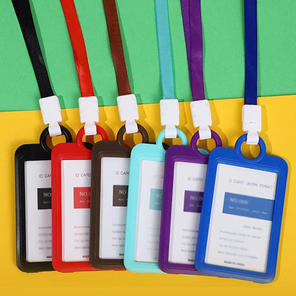 

10 Pcs Card Holder Protect Cover Case Business Credit Card Work ID Card Badge Holder Lanyard Office Supplies