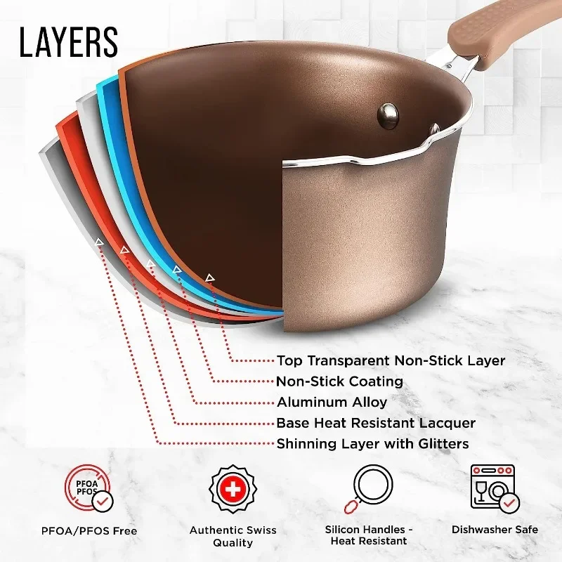 Набор посуды-23 шт.-золотые многоразмерные кастрюли с крышками сковородки для и
