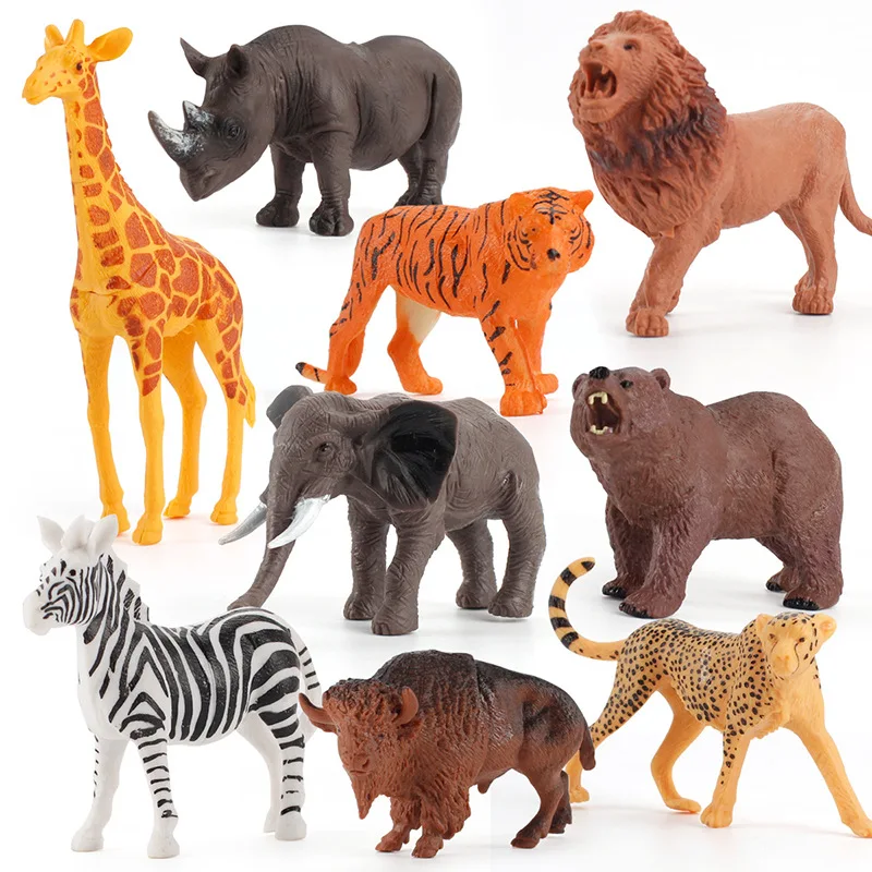 

Wildlife Model Table Oranments Hippo Lion Zebra Rhinoceros Wild Mammal Tabletop Jungle Animals Kids Birthday Cake Decor Toy Gift