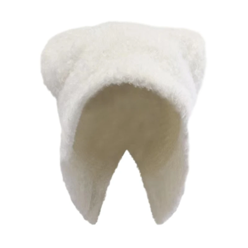 Мягкая плюшевая шапка. Прекрасная шапка с откидными ушками. Кепка капюшоном в