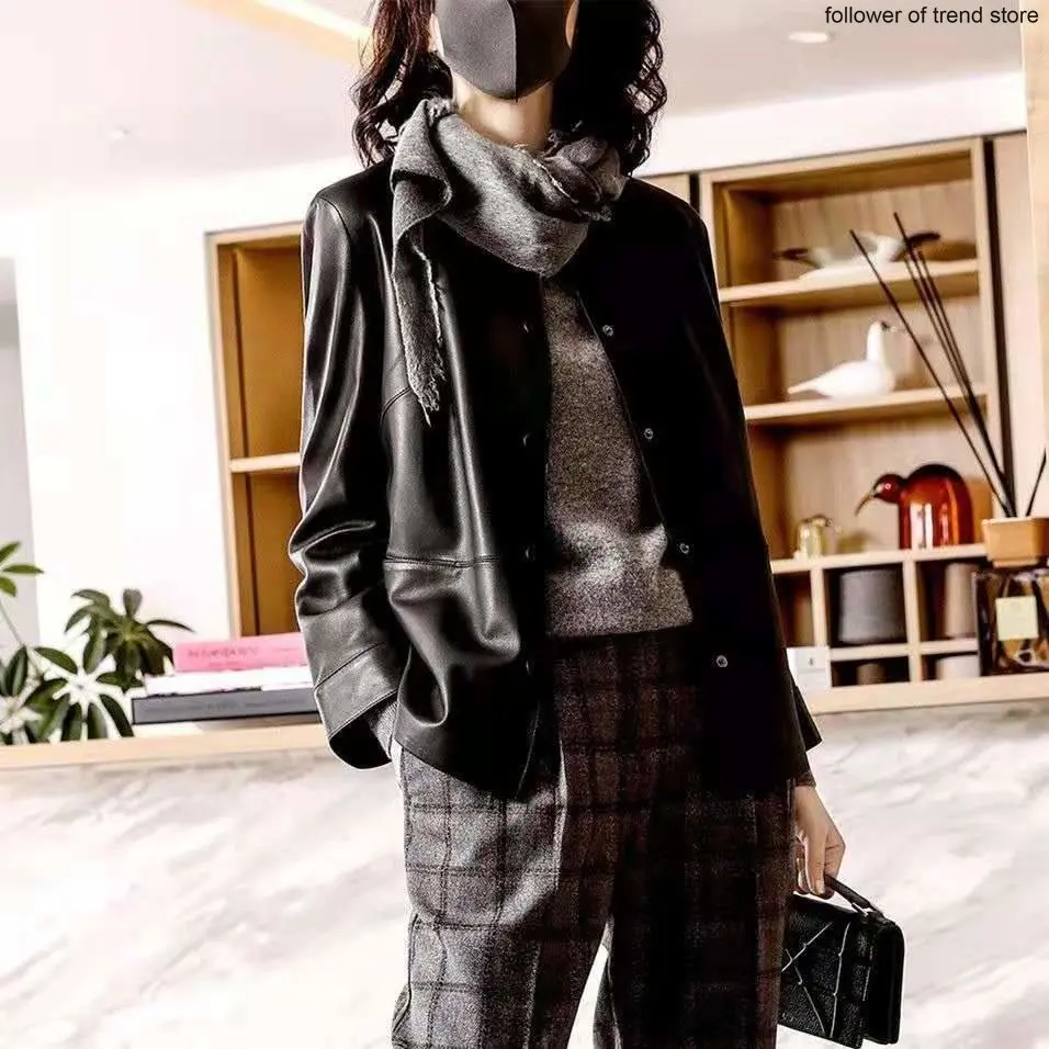 Women's Clothing Autumn and Winter Slim Leather Clothing Fashion Casual Coat (female) Elegant Street Wear Leather jacket