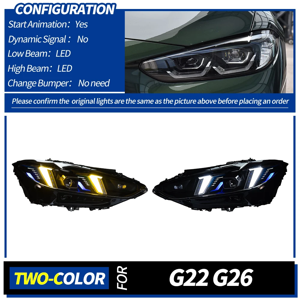 

AKD Фара для BMW G82 G23 4 серии G22 Светодиодная фара 2020-2024 Фара DRL Указатель поворота Дальнего света Объектив проектора Angel Eye