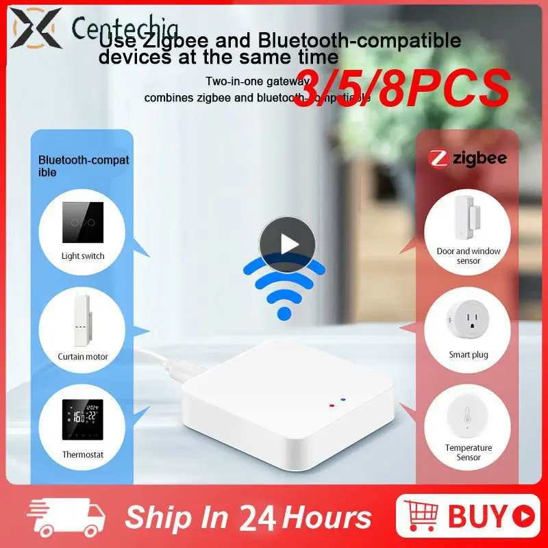 

3/5/8PCS 5v 1a Smart Gateway Simple 2 In 1 Wireless Multi Mode Hub Gateway Compact Bluetoothzigbee Home Automation Tuya