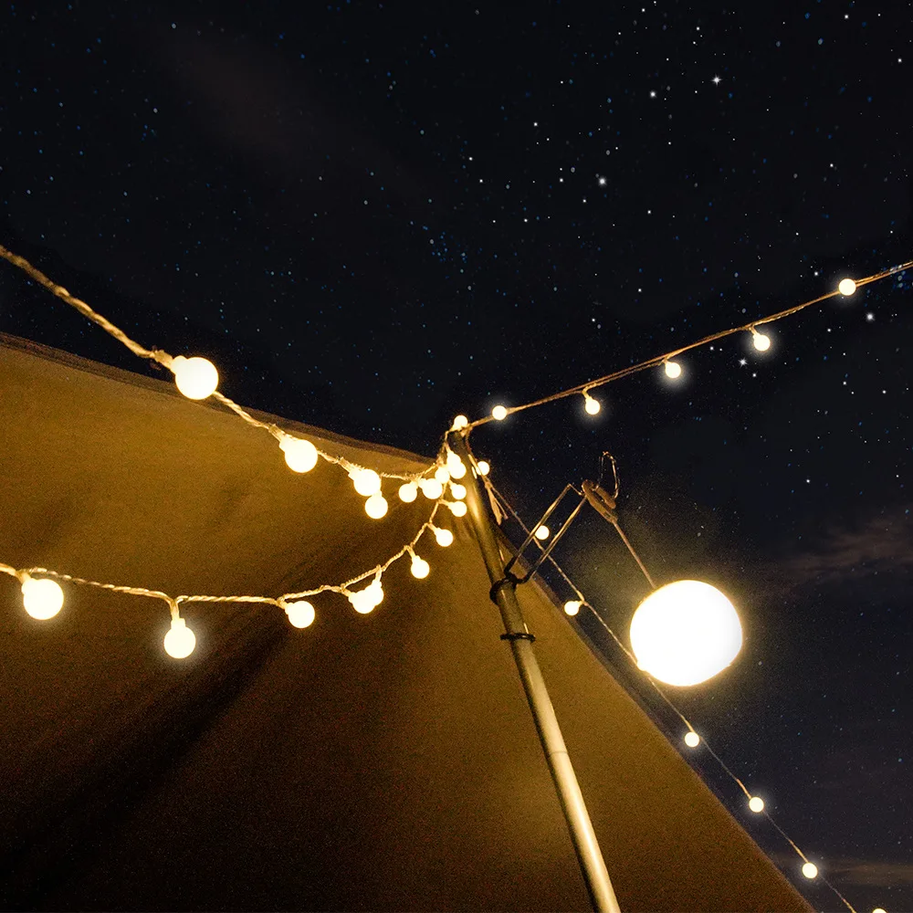 Outdoor Led Light String Luminous Bubble Ball Wave Waterproof Starry Camping Tent Atmosphere Outing Accessories New |