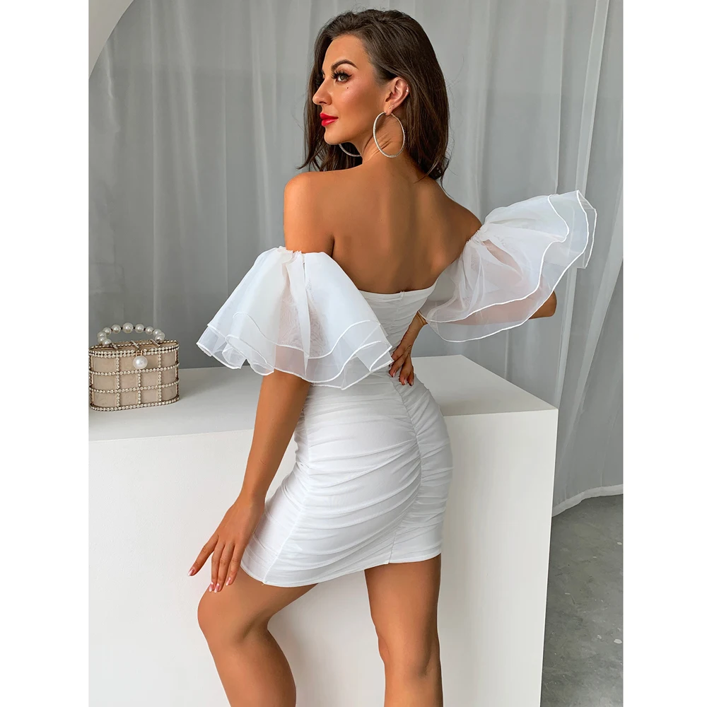 Дропшиппинг шикарные элегантные белые сексуальные платья на день рождения