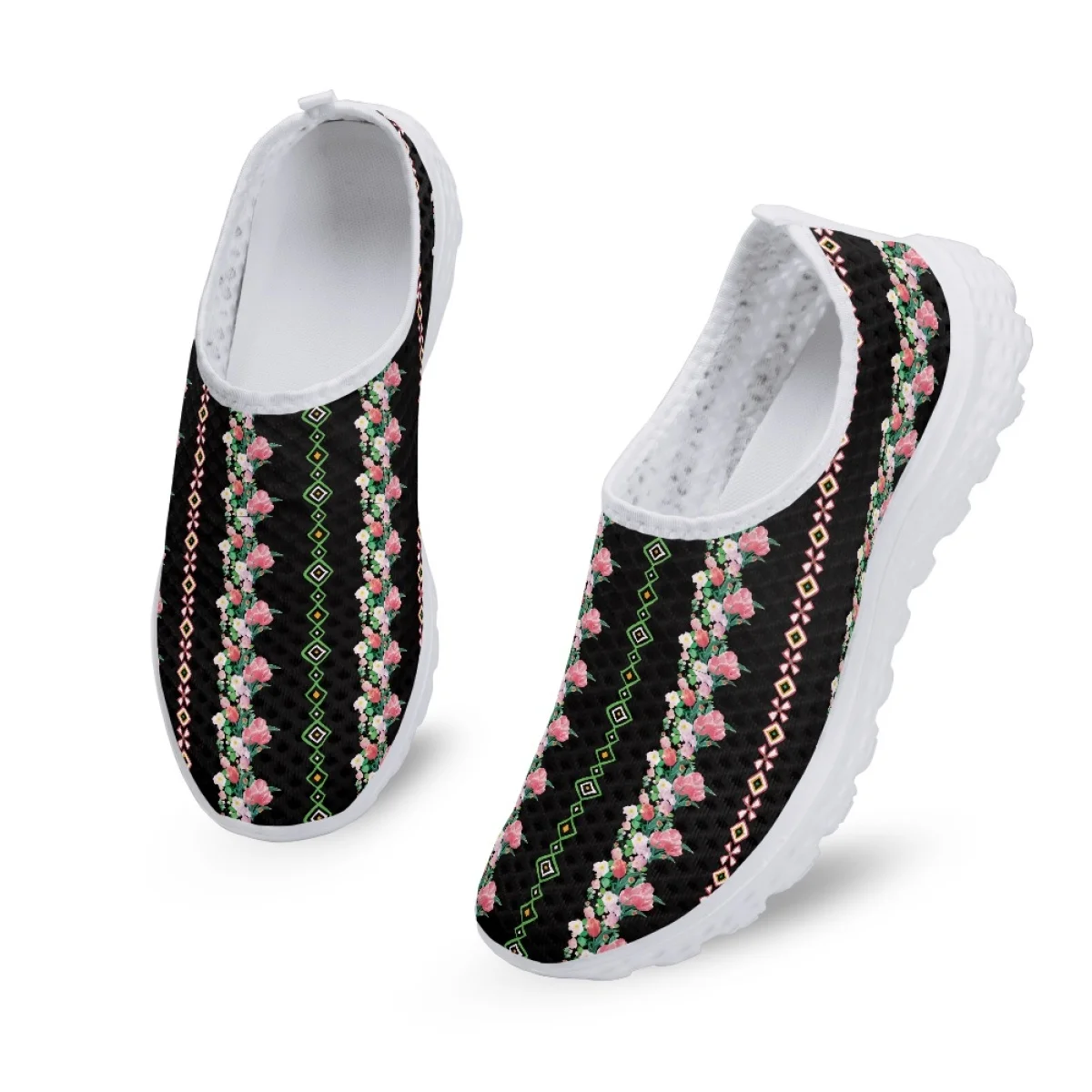 Nopersonality Floral Mosaic Sports Shoes Tribal Cultural Design Women's Mesh Shoe Flat Bottom Breathable Spring Summer New