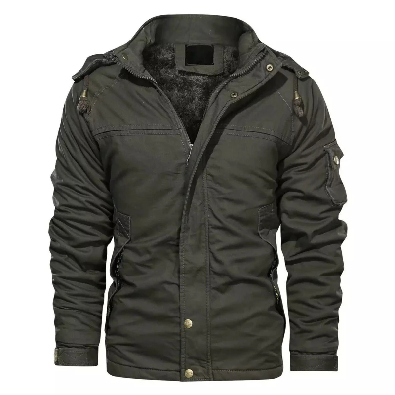 

2021 Men Winter Coat Casual Warm Thick Fleece Bomber Jacket Mens Military Solid Jackets Men New Cargo Hooded Jacket Windbreaker