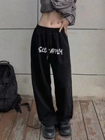 houzhou black jogging sweatpants hip hop streetwear oversized joggers sports pants y2k harajuku wide leg trousers elastic waist