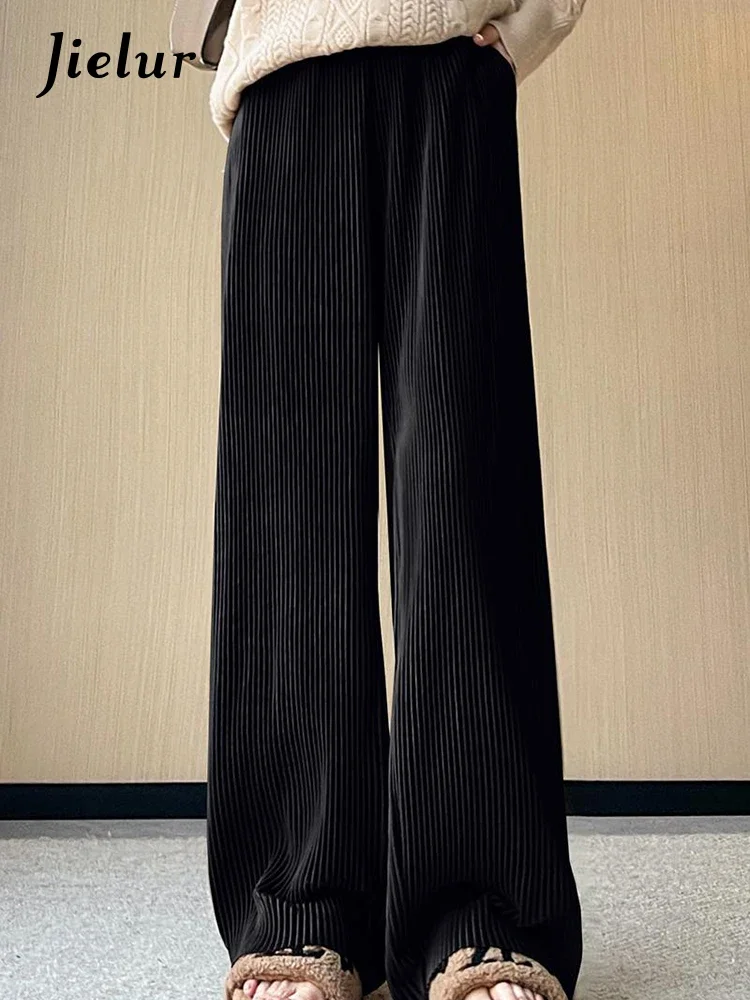 Jielur Плотные свободные простые офисные женские брюки с карманами новые тонкие