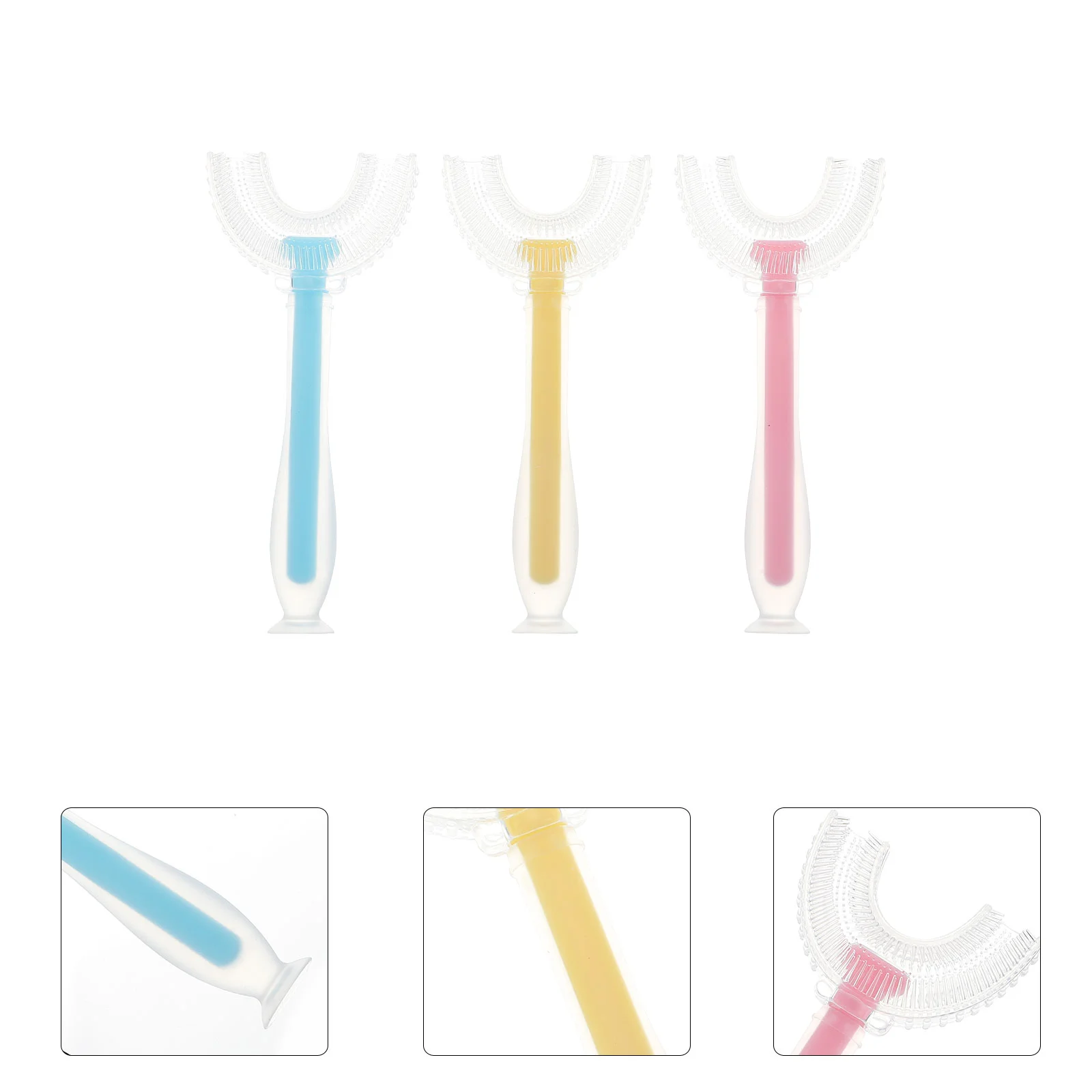 

3pcs Portable Toothbrushes Oral Toothbrushes Silicone Tooth Brushes U-shaped Tooth Brushes for Boys Children