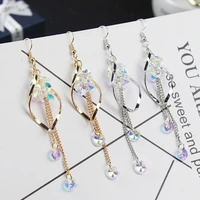 fashion colored crystal maple leaf tassel pendant earrings for women pearl beautiful butterfly maple leaf drop ear clip jewelry