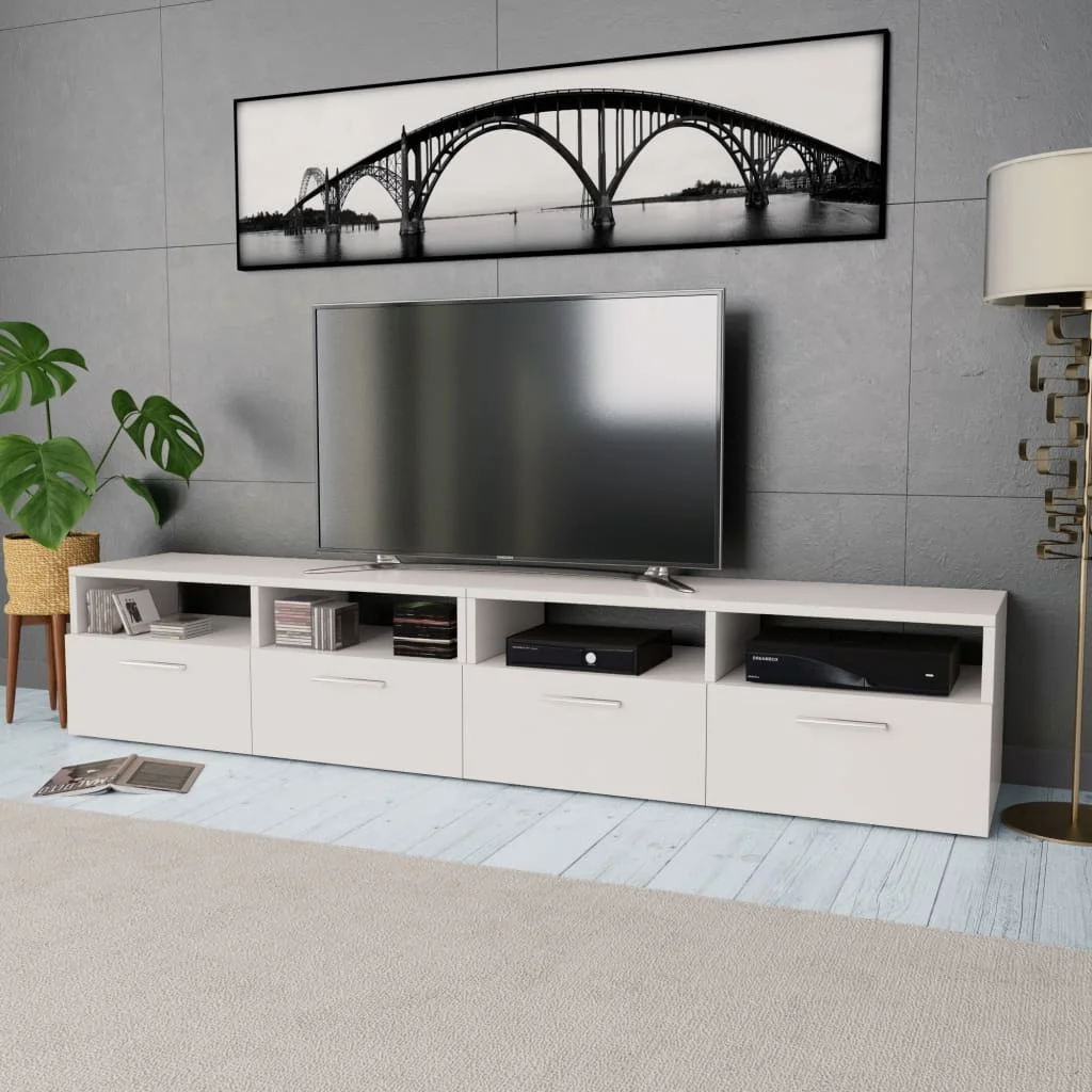 

TV furniture 2 pcs Wood engineering 95x35x36 cm White