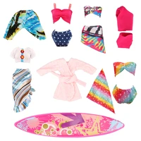 barwa fashion 9 pieces doll clothes1 top with skirt4 split1 nightgown1 swimming trunks1 skateboard1 sitting circle