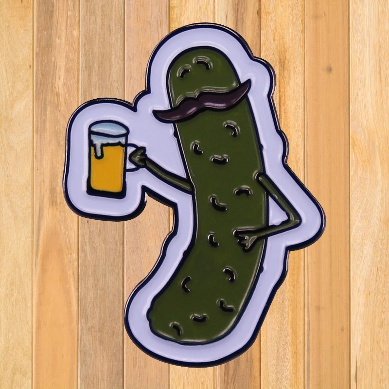

A1162 Pickled cucumbers drinking beer Cute Cartoon Enamel Pin Badges Lapel Pins for Backpacks Brooches on Clothes Accessories