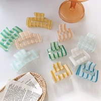 ins hot sale spring stripe color acetate hair clips geometric square hollow shark clip hair accessories for woman girls