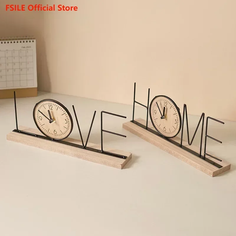 

FSILE Handmade Creative TV Cabinet Decoration Home Living Room Bedroom Porch Wine Cabinet Office Desktop Clock Display