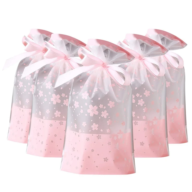 

50 Pcs Party Favor Bags, Plastic Drawstring Gift Treat Bag Pouch, Candy Cookie Bag For Wedding Party Bridal Baby Shower Birthday