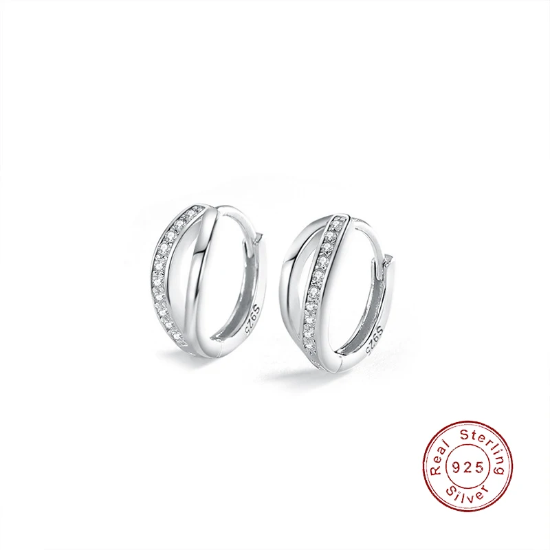 

Женские простые серьги из серебра 925 пробы с заушным крючком и коробкой