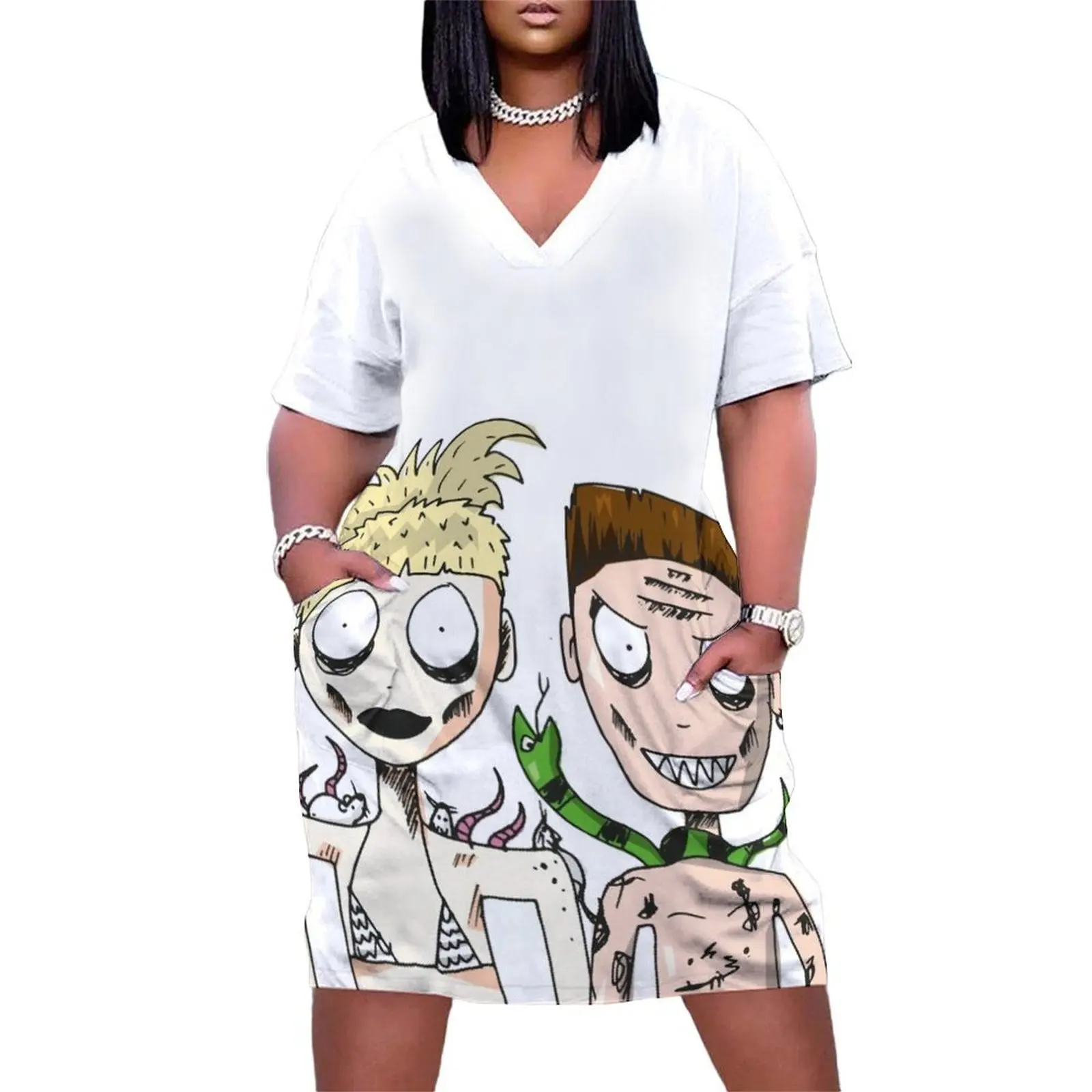 DIE ANTWOORD - YOLANDI &amp NINJA Свободное платье с карманами Женская летняя юбка женское