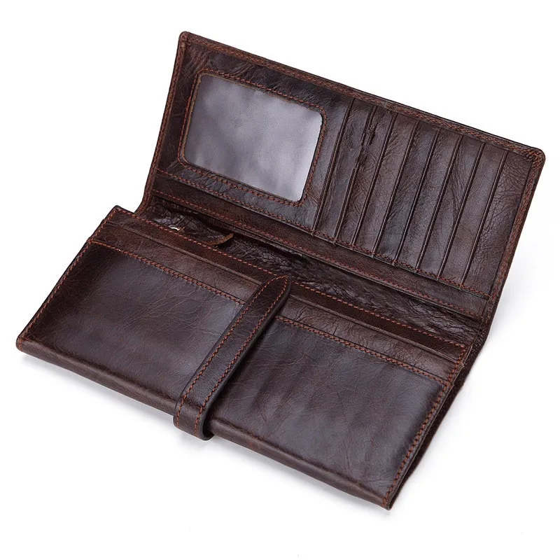 Fashion retro luxury natural genuine leather men's and women's universal multi-function long wallet Multiple card slots wallet