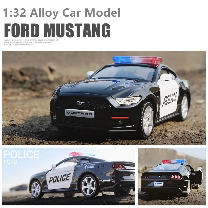 Модель спортивного автомобиля из сплава Mustang 1:32 металлическая полицейская