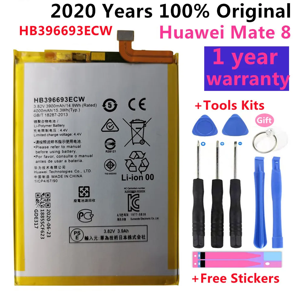 

Huawei Original Phone Battery 4000mAh HB396693ECW For Huawei Mate 8 NXT-AL10 NXT-TL00 NXT-CL00 NXT-DL00 Replacement batteries