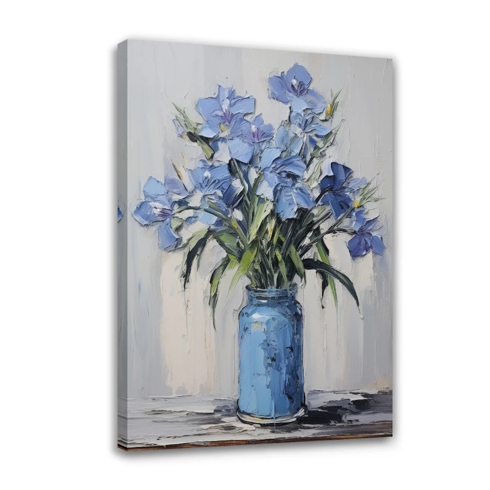 

Forbeauty Blue Iris Knife Spray Printing Canvas Painting Waterproof And Block Wall Art Oil Paintings Poster For Home Decor