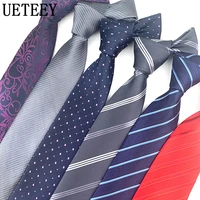 new fashion blue ties for men polyester silk neck tie casual striped print skinny tie mens necktie wedding business suit gifts