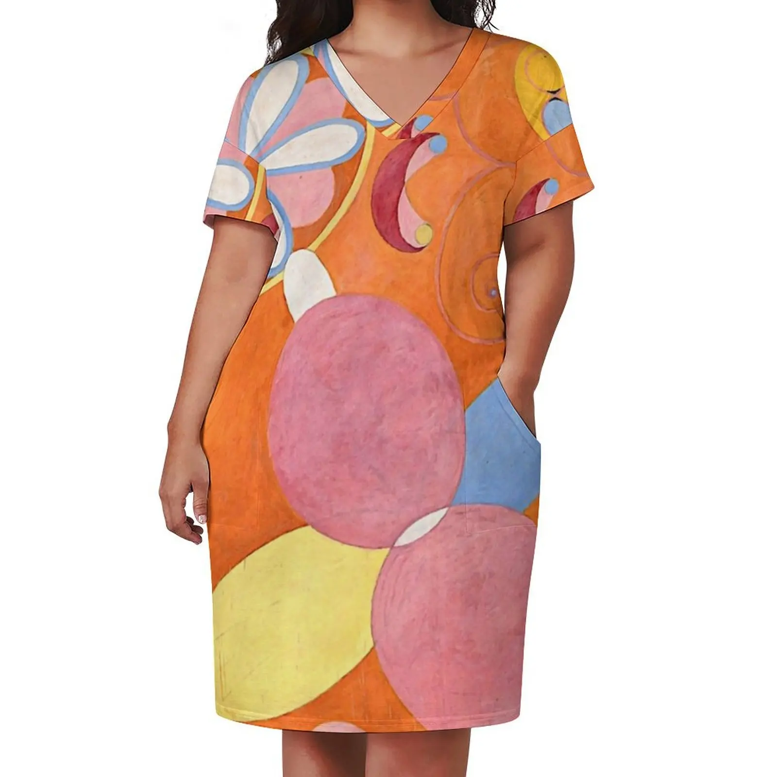 Hilma af Klint The Ten Largest No. 04 Youth Group IV Свободное платье с карманами летнее женское 2025 года