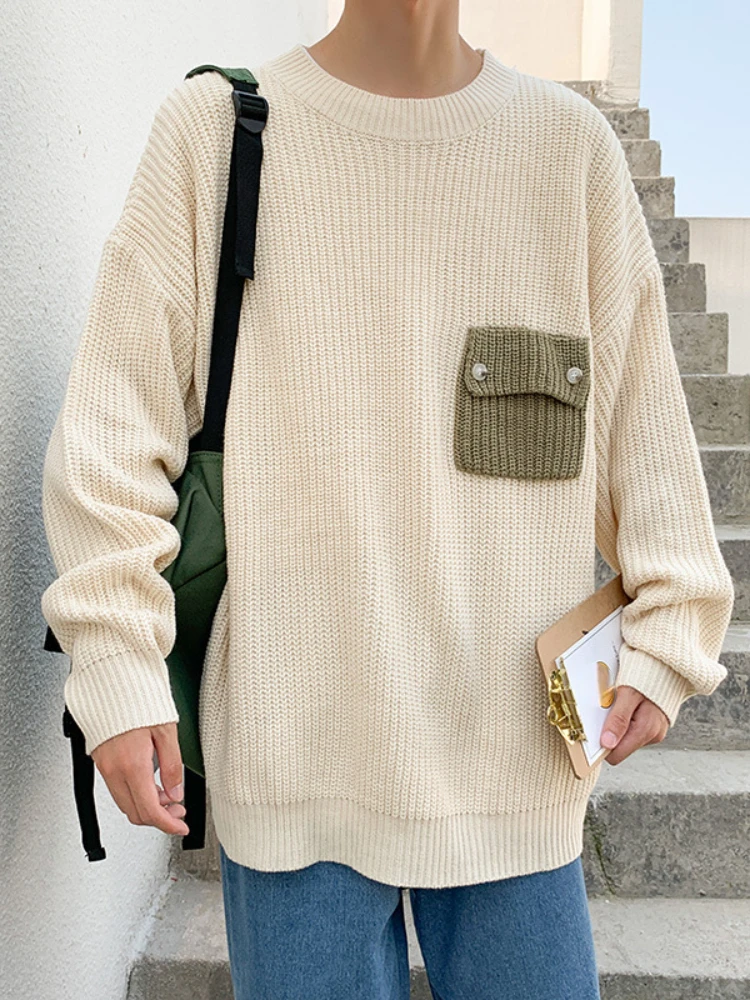 

Новинка Осень-зима 2022 вязаные свитера Стильная мужская одежда корейские модные пуловеры с длинным рукавом и круглым вырезом