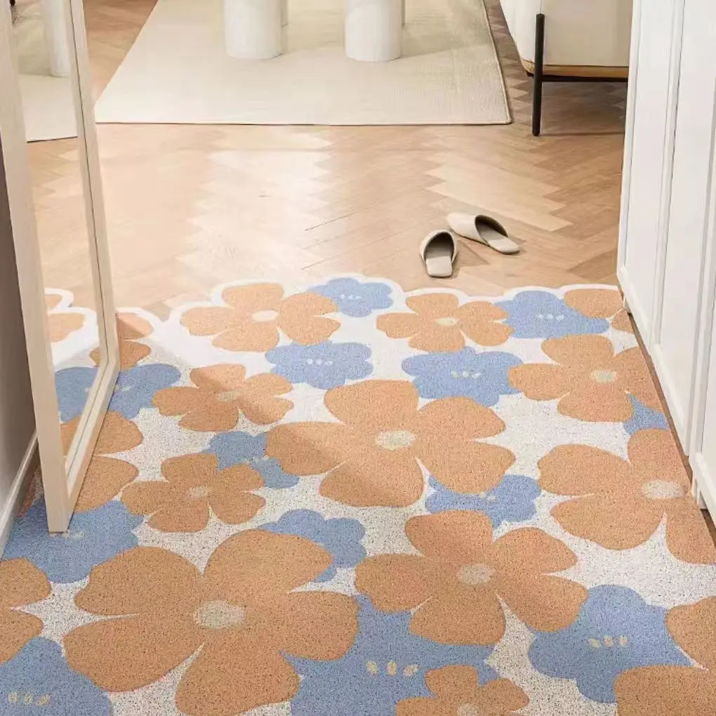 

Small Fresh Flowers Entering The Household Floor Mat, Household Entrance Scraping Mud And Rubbing Soil Floor Mat, Dirt Resistant