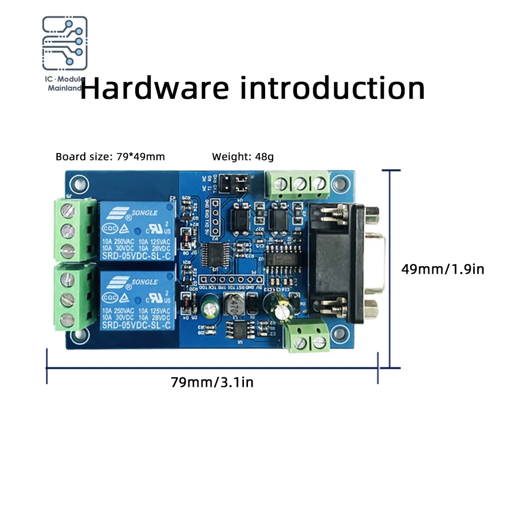 DC7-24V 2-канальный модуль Modbus RTU с одним релейным модулем RS232/TTL UART блок питания для