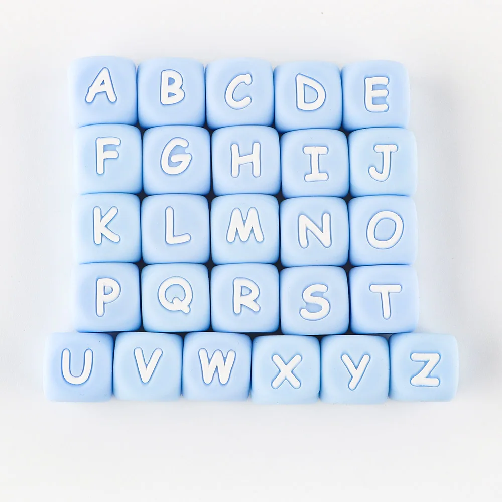 

Sunrony 50Pcs 12mm Blue English Letter Silicone Beads Baby AppeasePacifier Chain Bracelet Accessory Toy BPA-Free