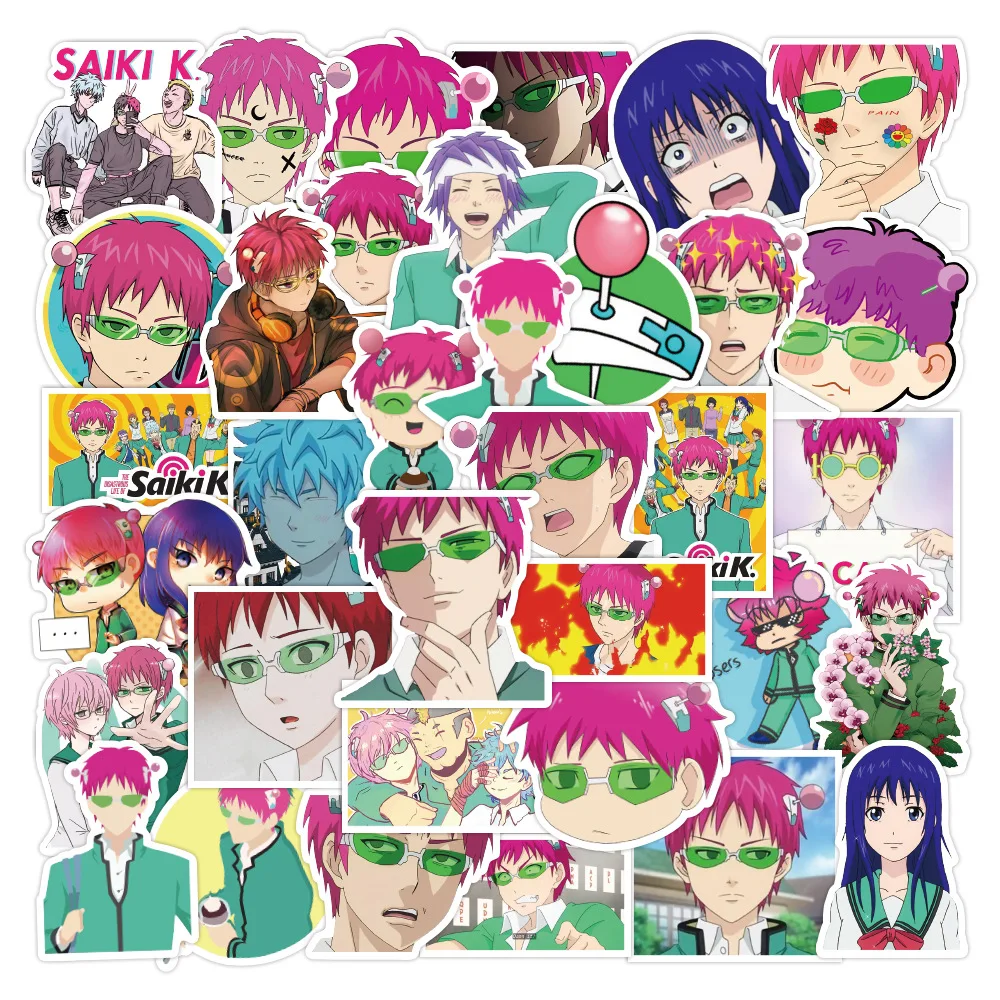 10/30/50Pcs The Disastrous Life of Saiki K Anime Stickers Saiki Kusuo Graffiti Decal Toy Kid Laptop Car Skateboard Phone Sticker