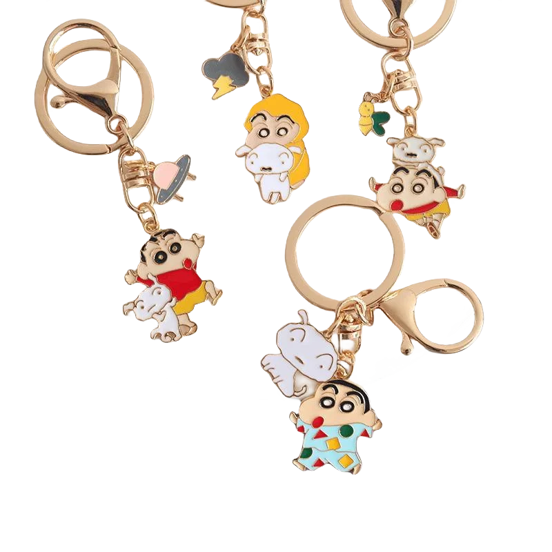 Анимационный милый маленький белый брелок Crayon Shinchan для студентов, кольцо для ключей, рюкзак, сумка, подвеска для автомобиля, подарок на день рождения