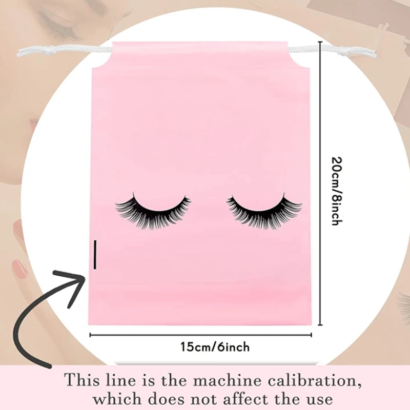 50 Pieces Eyelash Aftercare Bags Plastic Makeup Bags Toiletry Makeup Pouch Cosmetic Travel With Drawstring