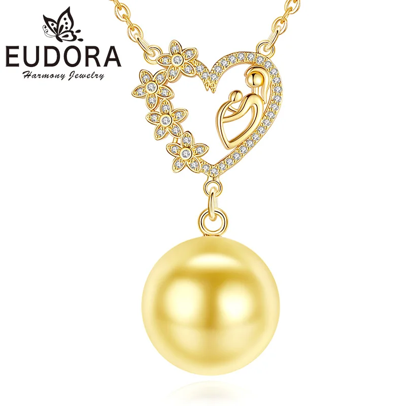 

Eudora 20mm Harmony Ball Flower Heart Necklace Gold Color Pendant Angel Caller Baby Bola Exquisite Fashion Jewelry Women Gift